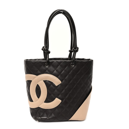 Chanel Calfskin Quilted Medium Cambon Tote Brown Beige 1 of 12