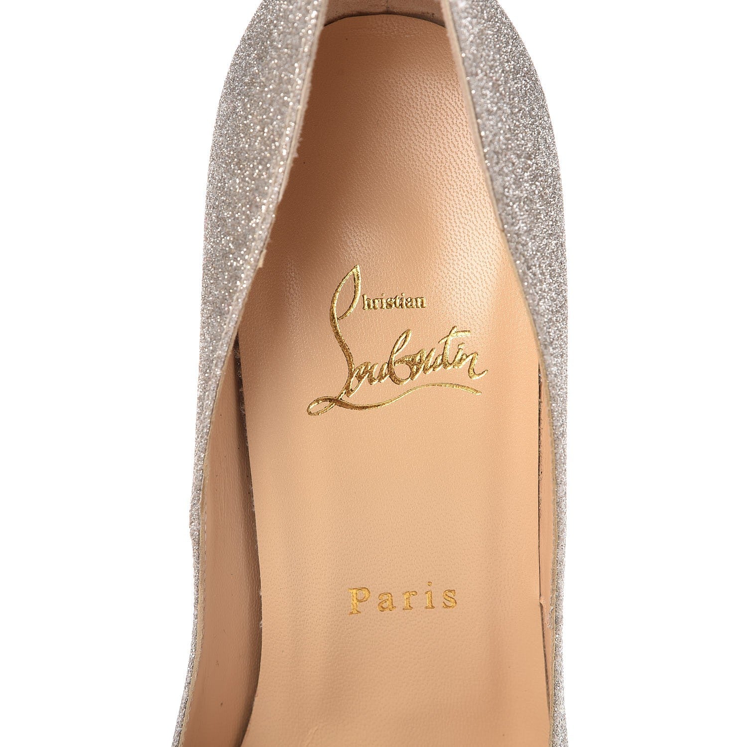 Christian Louboutin Mini Glitter Lady Peep 150 Pumps 39 Ivory Havana Beige 7 of 12