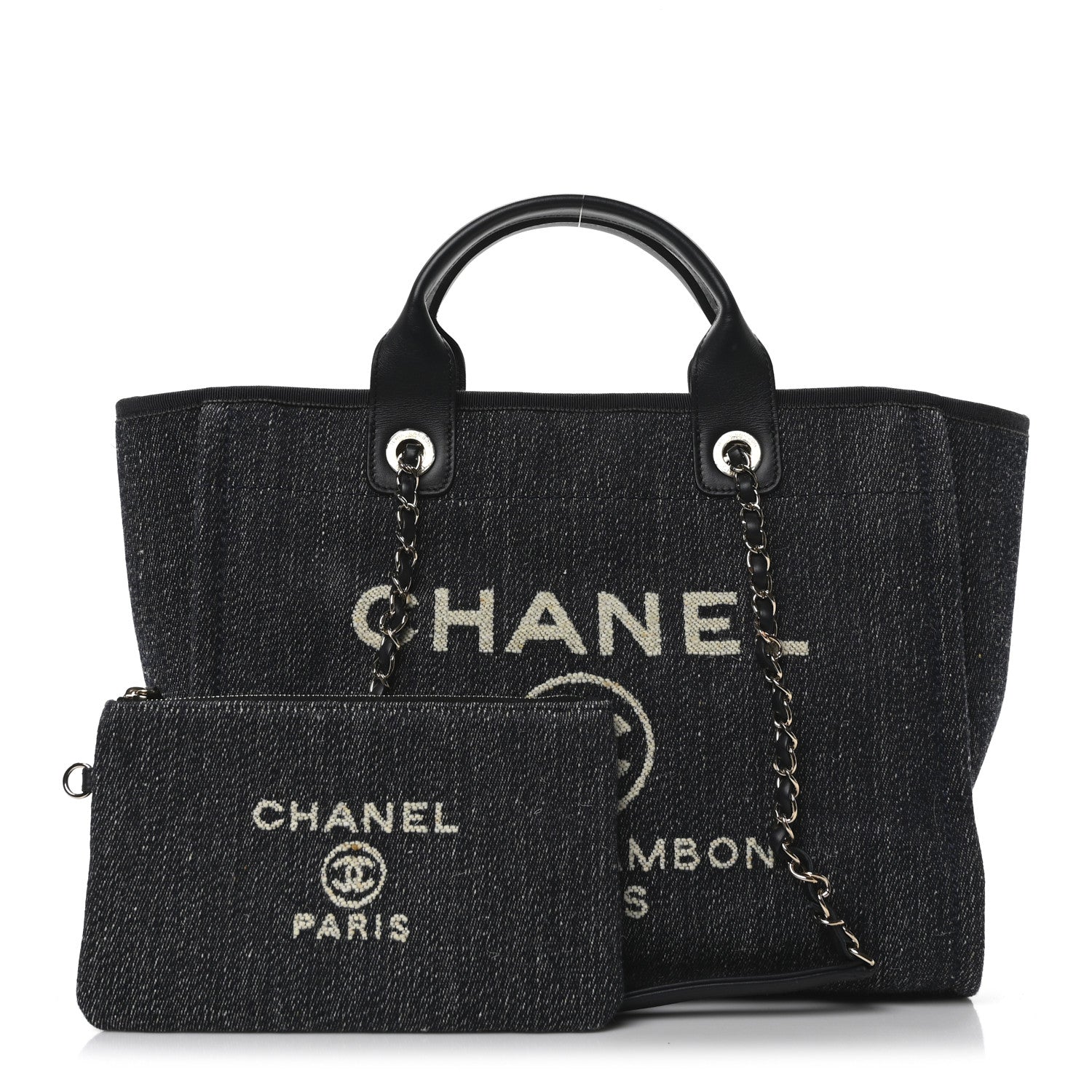Chanel Mixed Fibers Calfskin Small Deauville Tote Blue 3 of 11