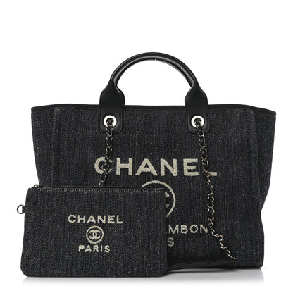 Chanel Mixed Fibers Calfskin Small Deauville Tote Blue 3 of 11