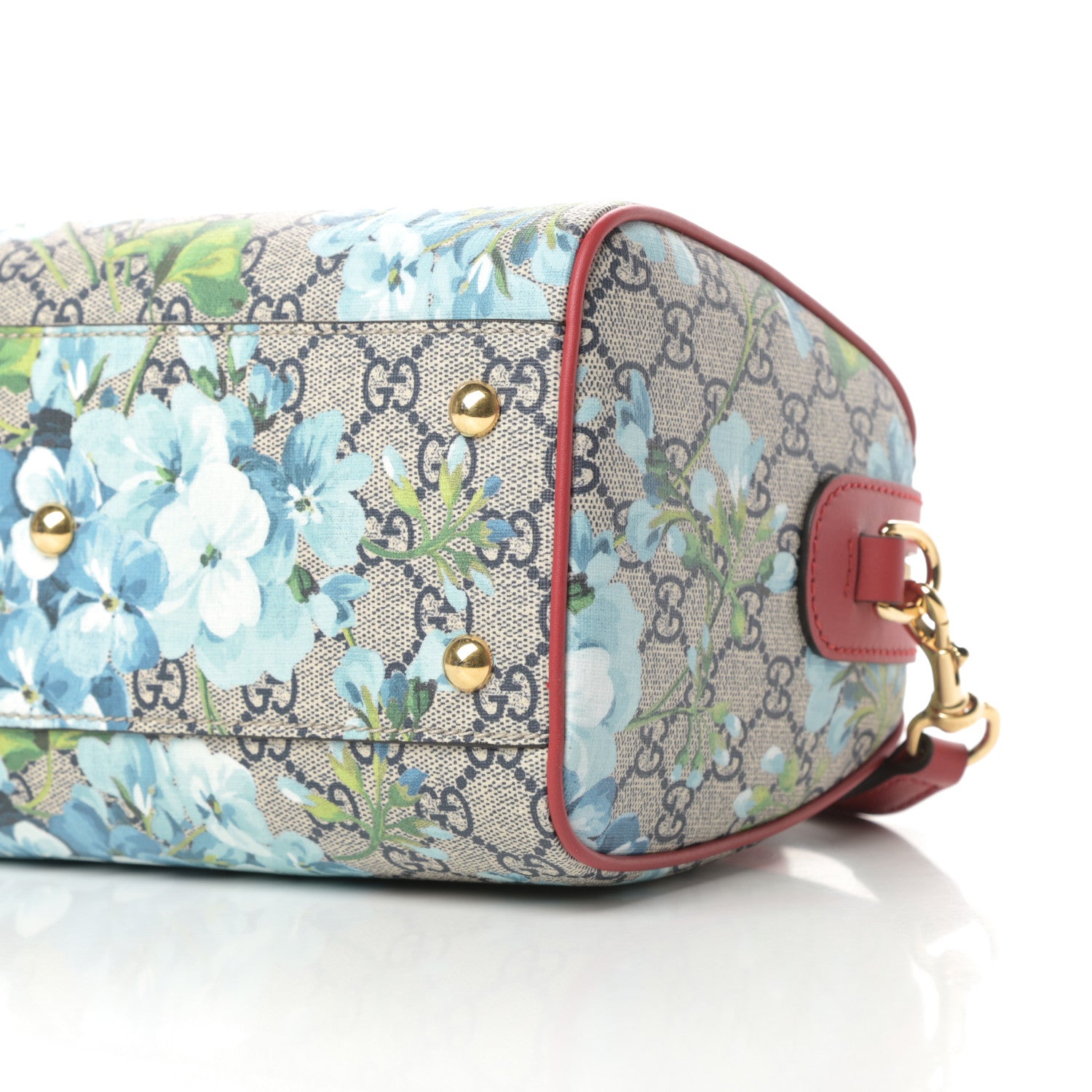 Gucci GG Supreme Monogram Blooms Small Boston Beige Blue Navy Hibiscus Red 10 of 10