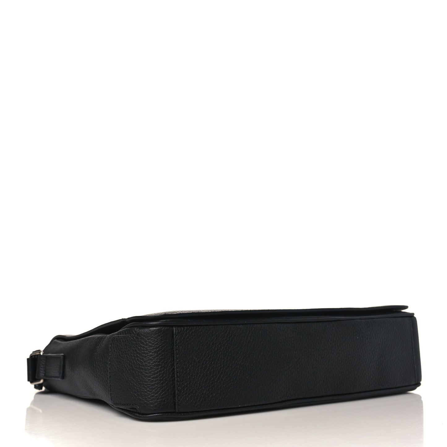 Grainy Calfskin Embossed Bruno Messenger Black