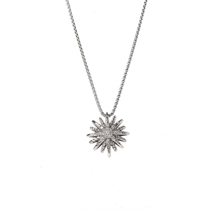 David Yurman Sterling Silver Diamond 16mm Small Starburst Pendant Necklace 4 of 6