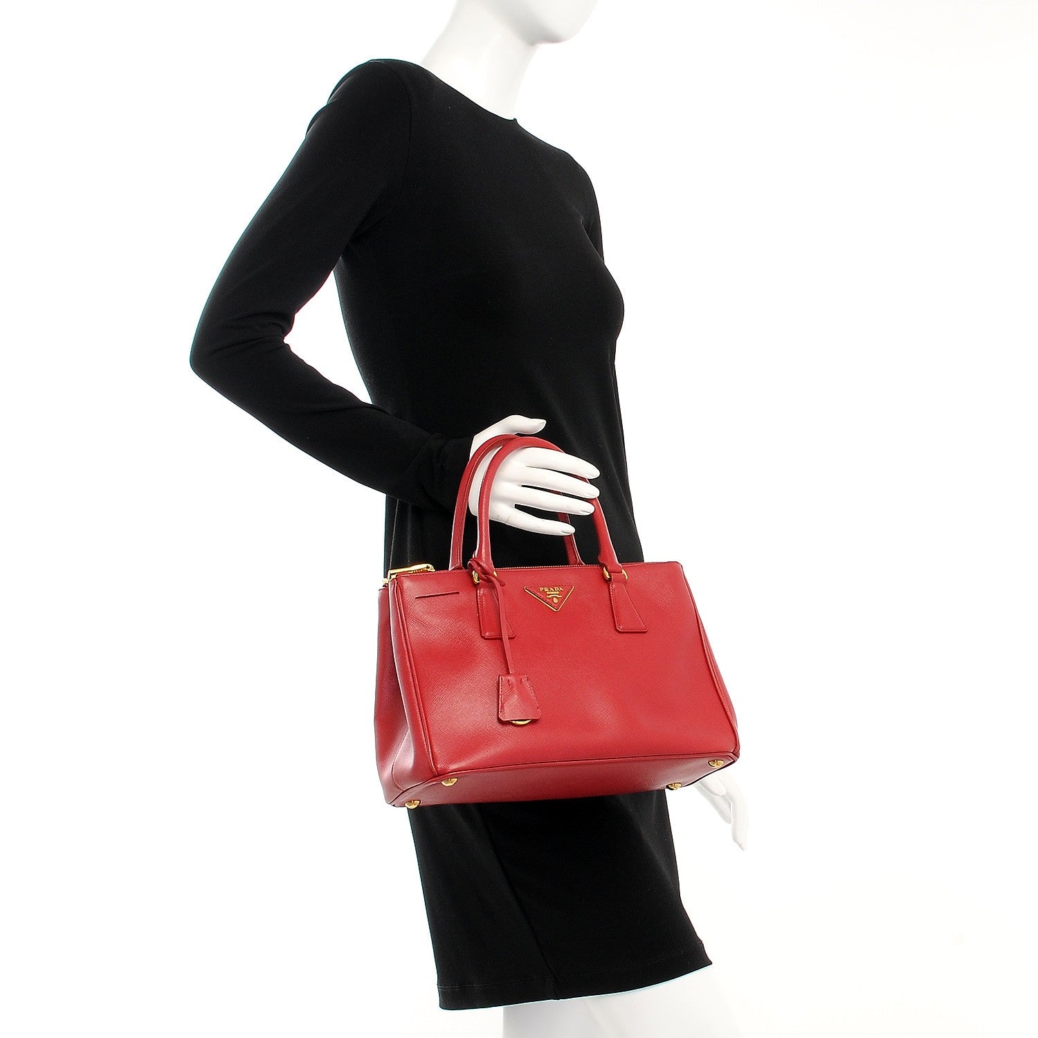 Prada Saffiano Small Galleria Double Zip Tote Fuoco 3 of 13