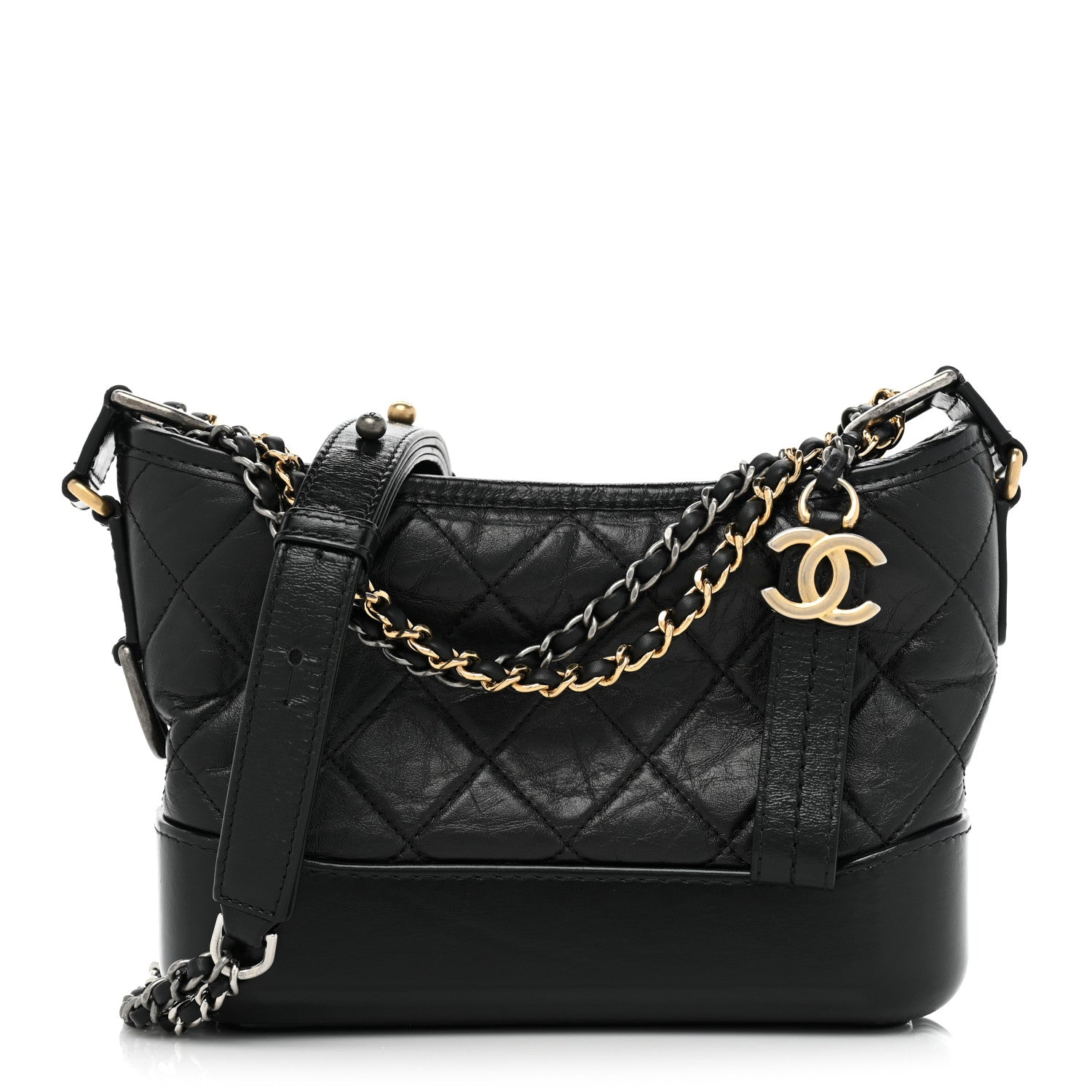 Chanel Aged Calfskin Quilted Small Gabrielle Hobo Black 1 of 10