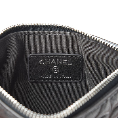 Chanel Goatskin Camellia Embossed Cosmetic Pouch Anthracite 6 of 8