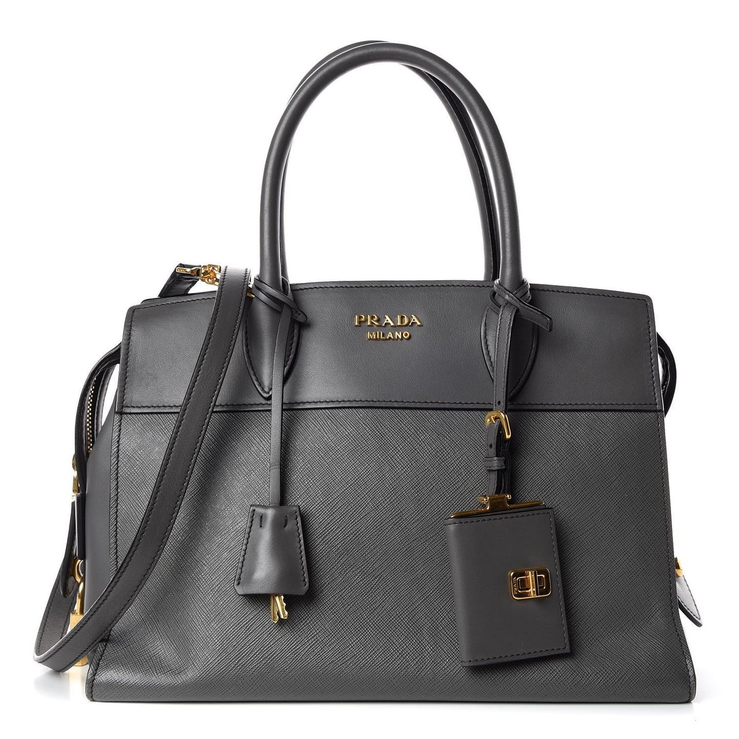 Saffiano City Calfskin Medium Esplanade Tote Mercurio