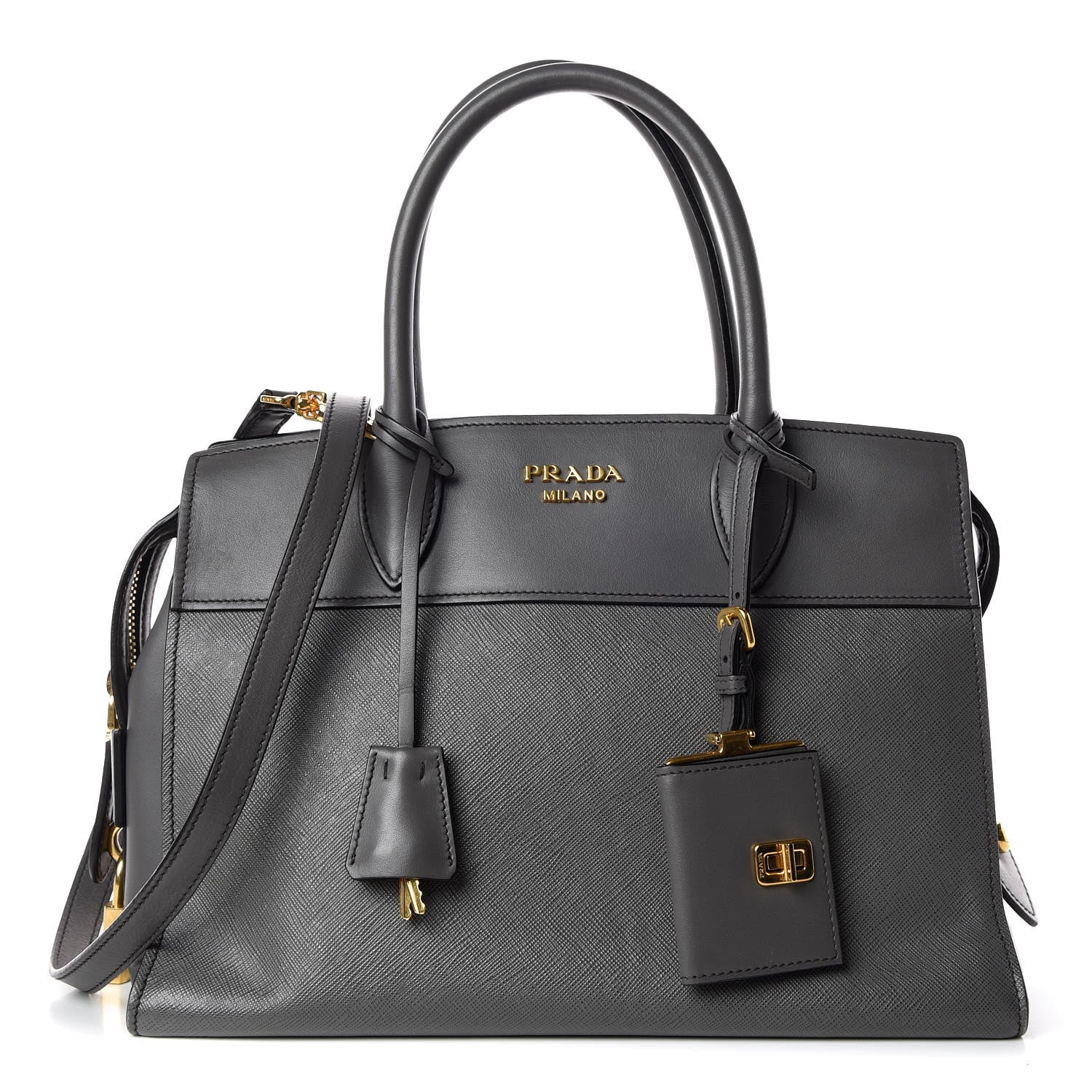 Prada Saffiano City Calfskin Medium Esplanade Tote Mercurio 1 of 19