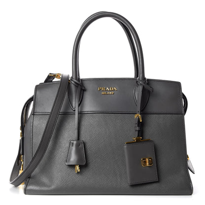 Prada Saffiano City Calfskin Medium Esplanade Tote Mercurio 1 of 19