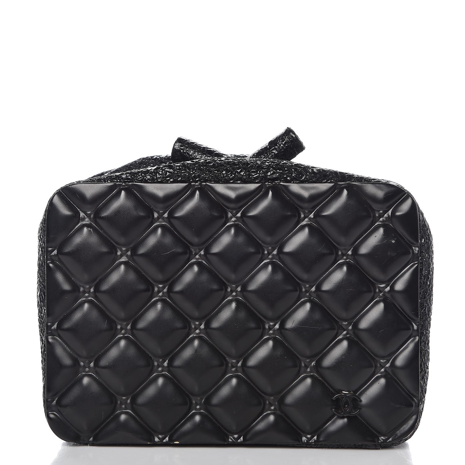 Chanel Cracked Calfskin Quilted Crystal Lion Clutch Black 4 of 9