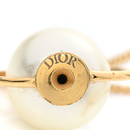 Christian Dior Pearl Tribales Dangle Chain Earrings Gold 4 of 4