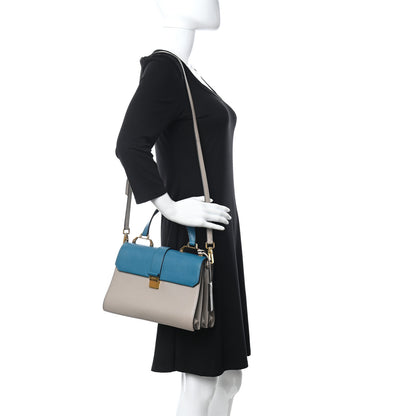 Miu Miu Goatskin Bandoliera Madras Bi-Color Shoulder Bag Laguna Pomice 2 of 16