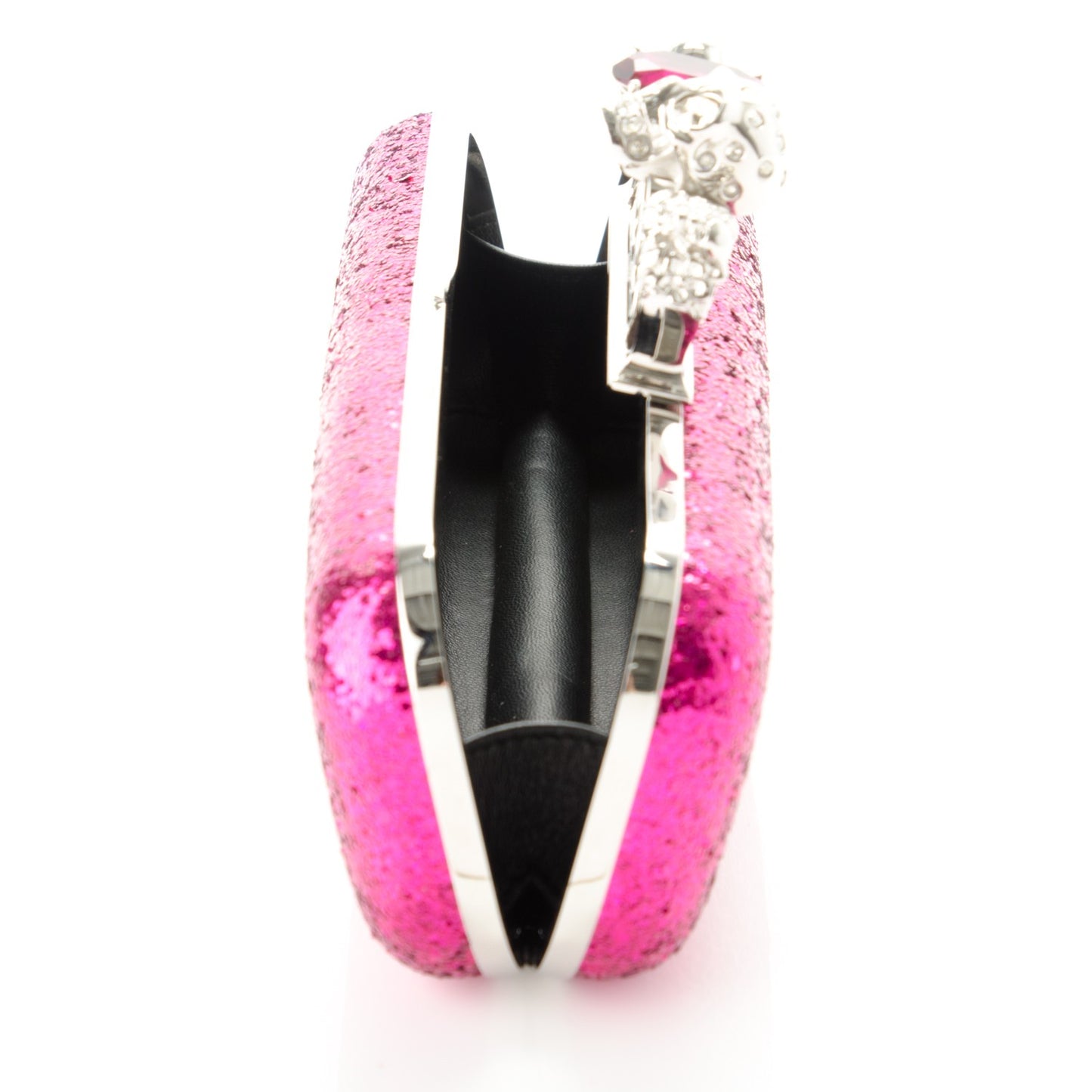 PVC Glitter Knuckle Box Clutch Pink