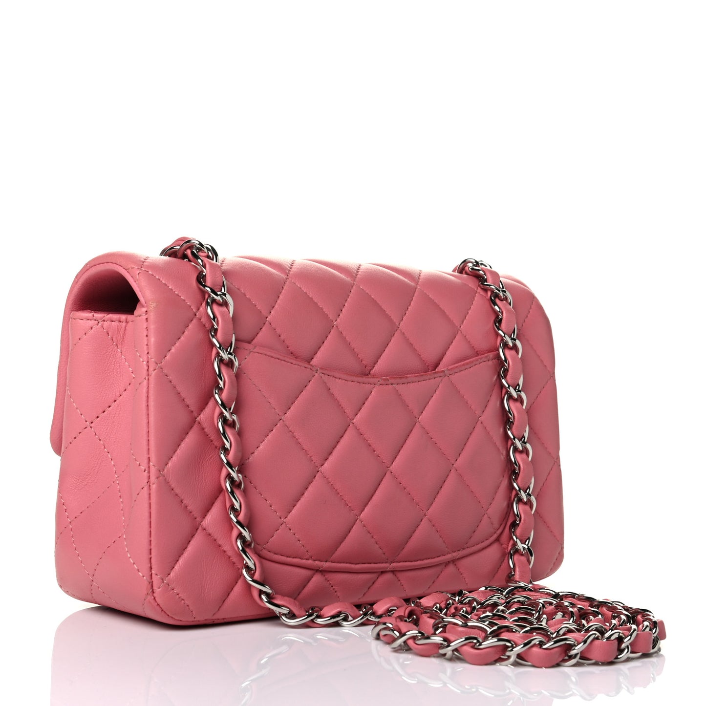 Lambskin Quilted Mini Rectangular Flap Pink