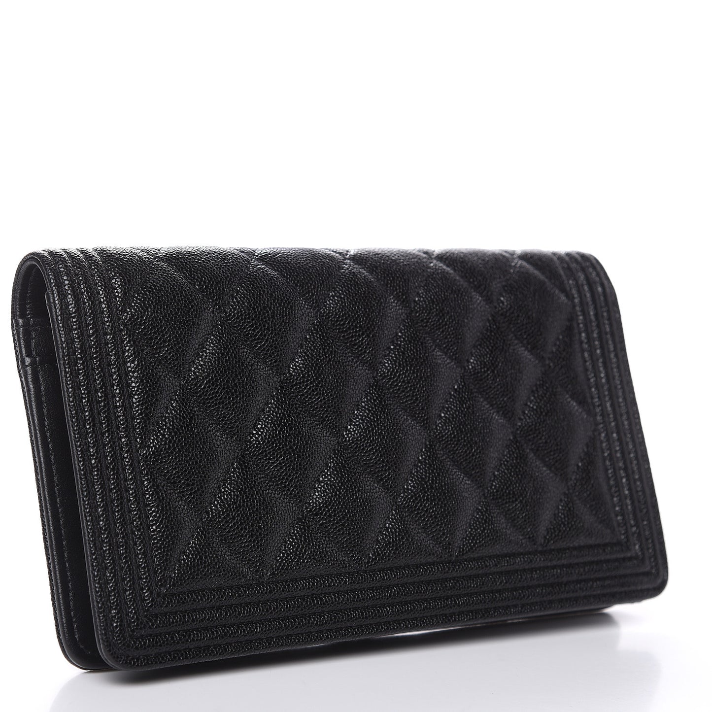 Caviar Quilted Boy Yen Wallet Black