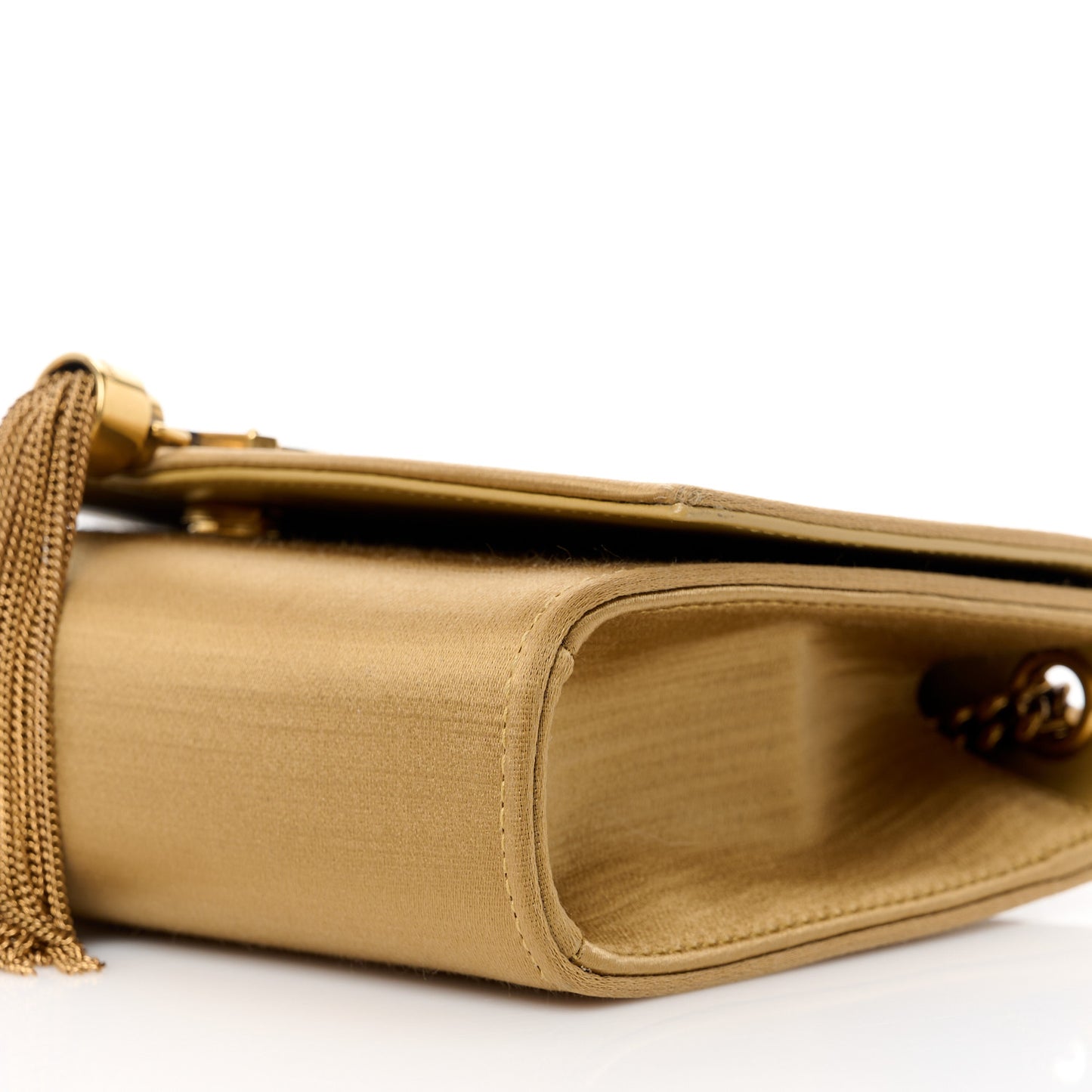 Satin Small Classic Monogram Kate Tassel Satchel Sahara Beige