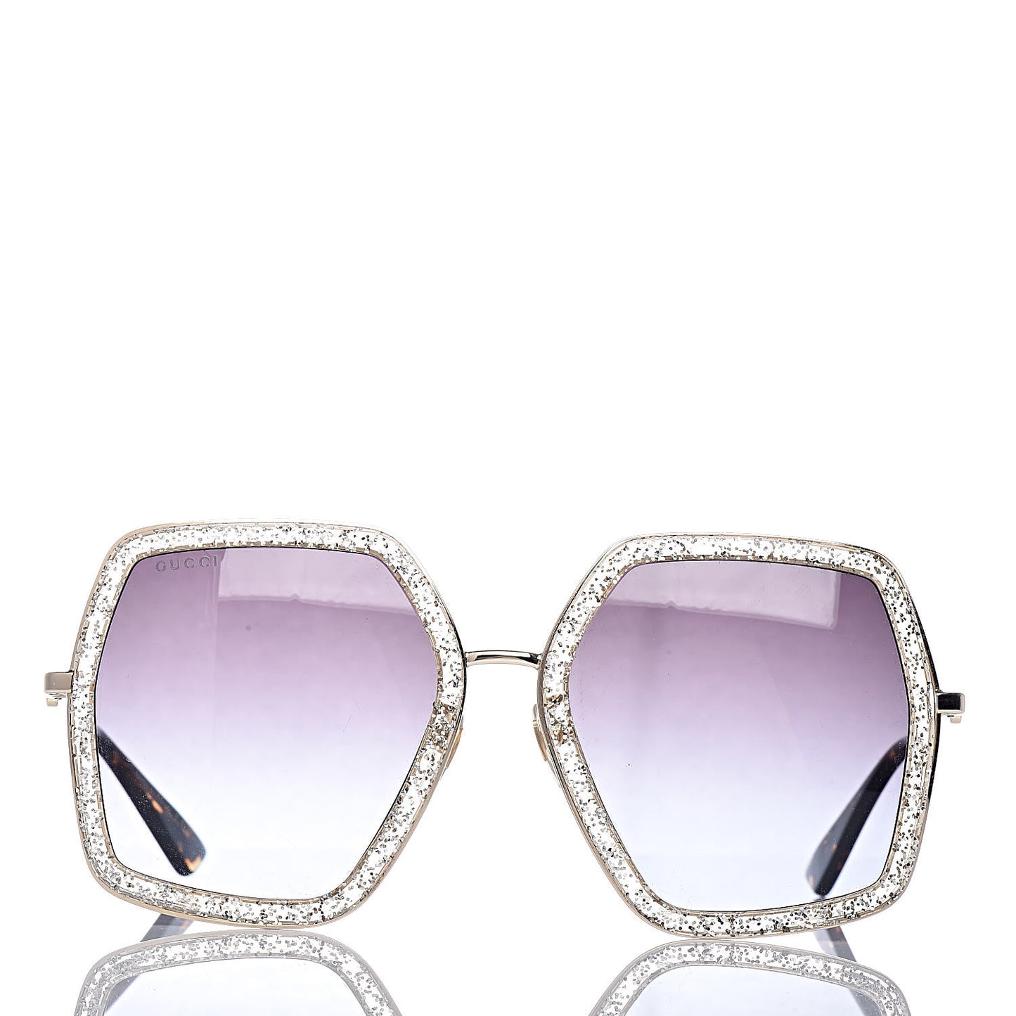 Glitter Acetate Oversize Square Frame Sunglasses GG0106S Gold