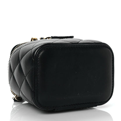 Chanel Lambskin Quilted Mini Pearl Crush Vanity Case With Chain Black 4 of 8