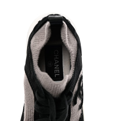 Chanel Fabric Suede Calfskin CC Sneakers 37.5 Grey Black 6 of 6