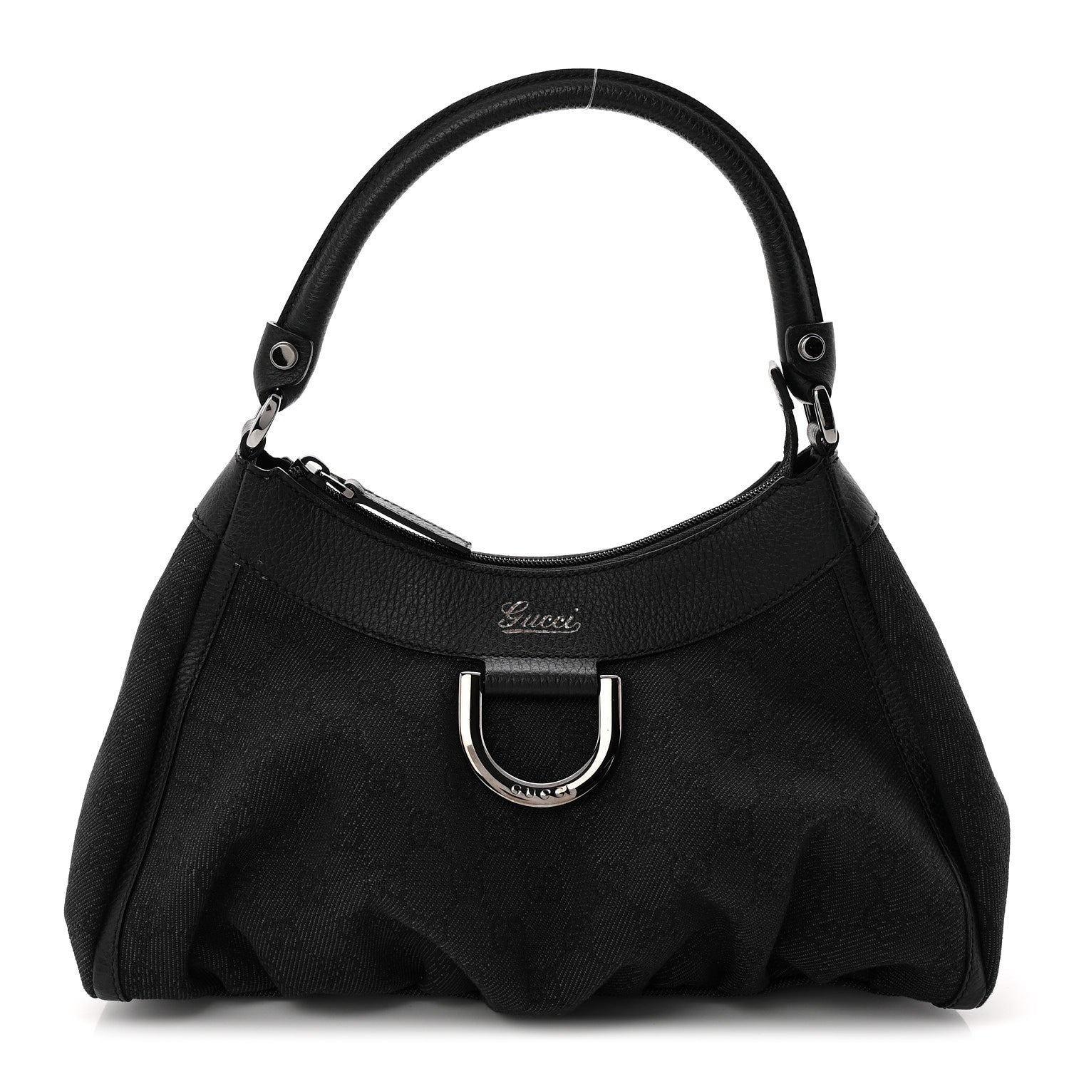 Gucci Monogram Medium D Gold Ring Hobo Black 1 of 11