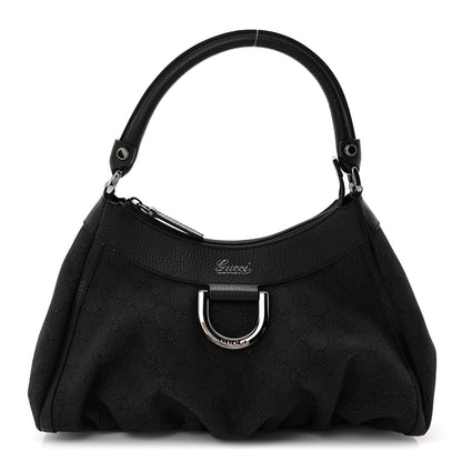 Gucci Monogram Medium D Gold Ring Hobo Black 1 of 11