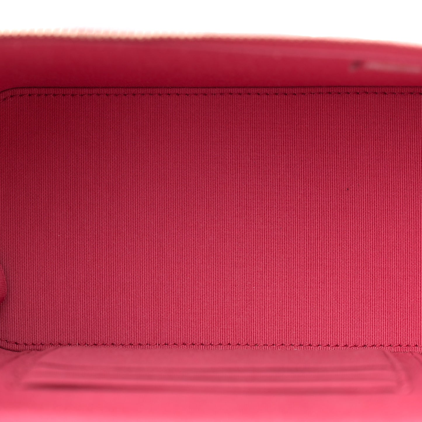 Lambskin Quilted Small Top Handle Vanity Case With Chain Dark Pink