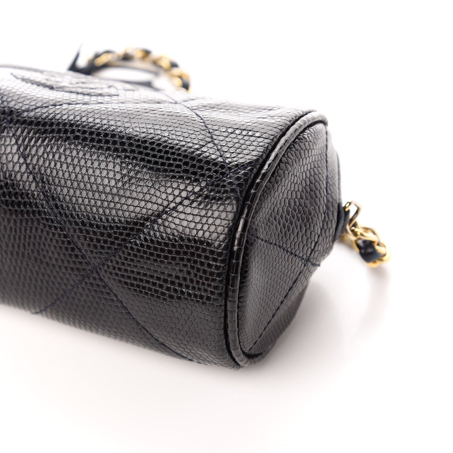 Chanel Lizard Quilted Small Tassel Shoulder Bag Navy 12 of 12