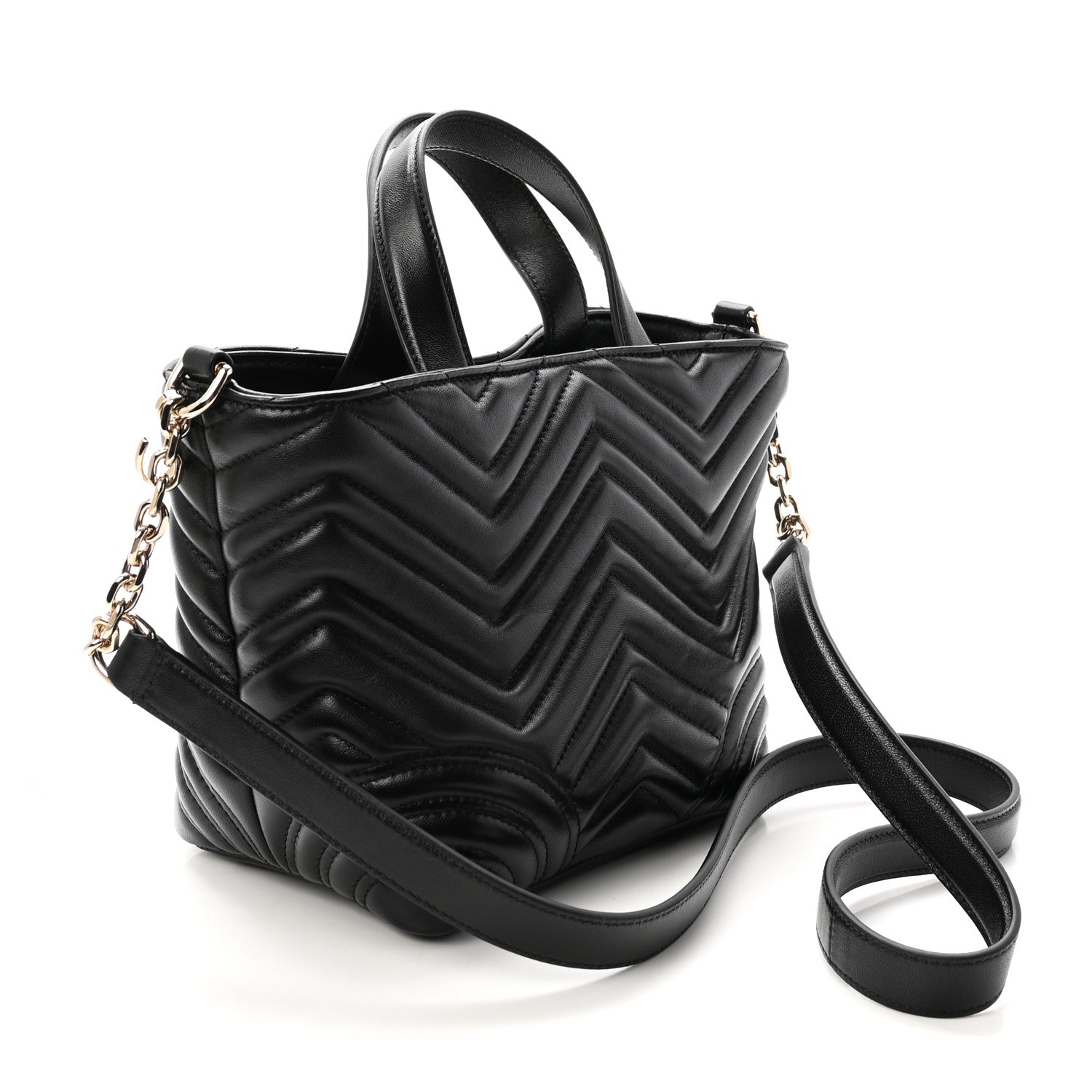 Gucci Lambskin Matelasse Small GG Marmont Betty Tote Bag Black 3 of 10