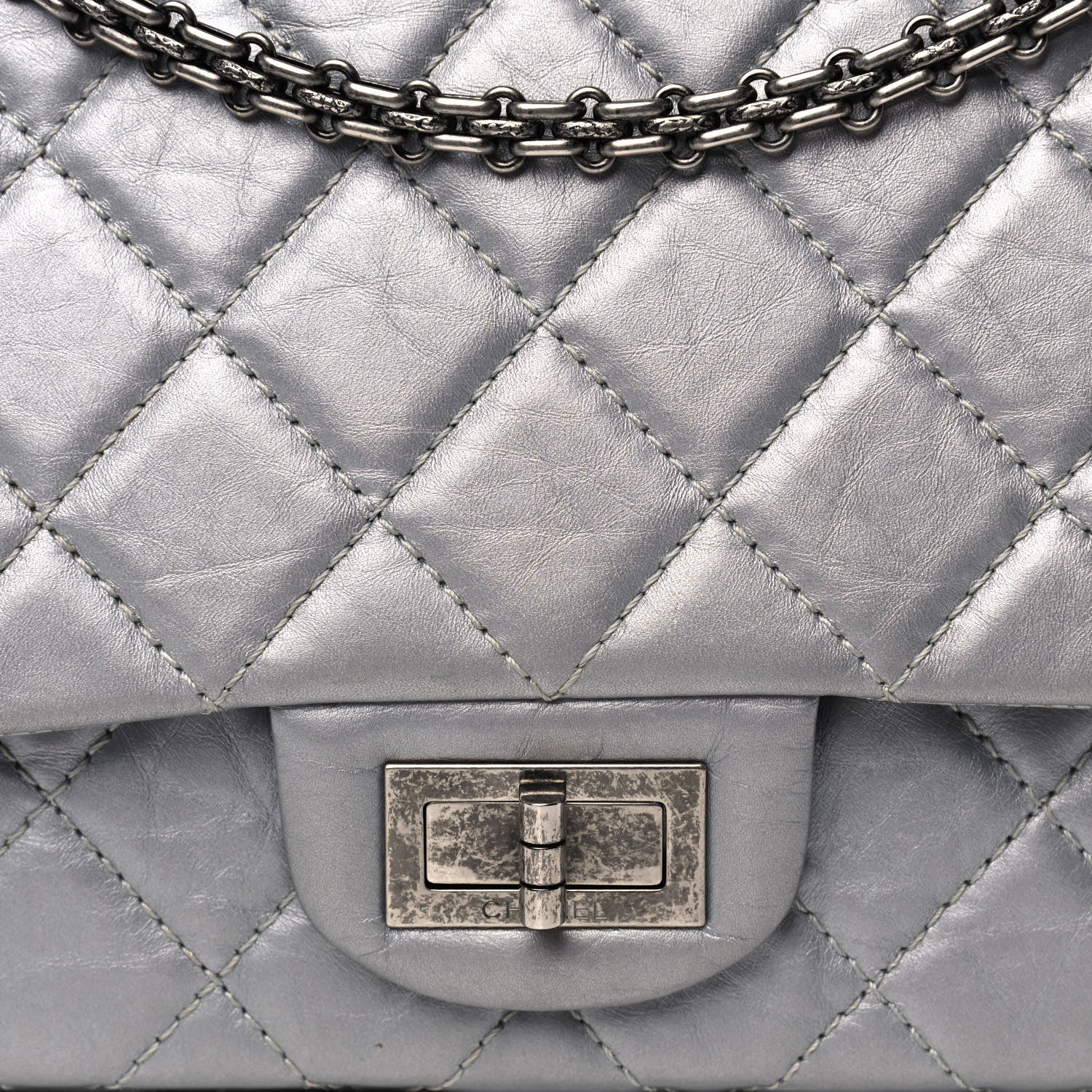 Chanel Metallic Aged Calfskin Quilted 2.55 Reissue 227 Flap Silver 7 of 12
