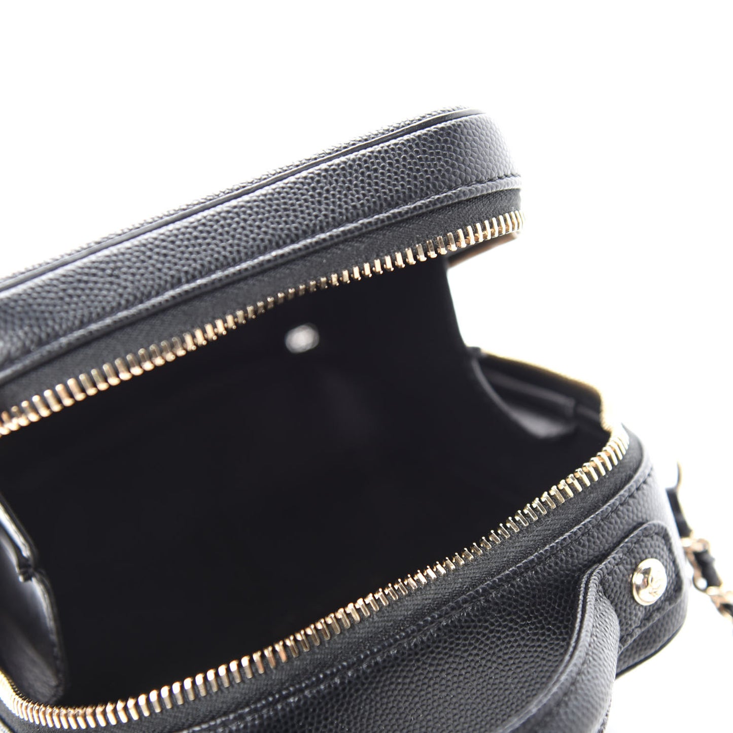 Caviar Quilted CC North South Filigree Vanity Case Black