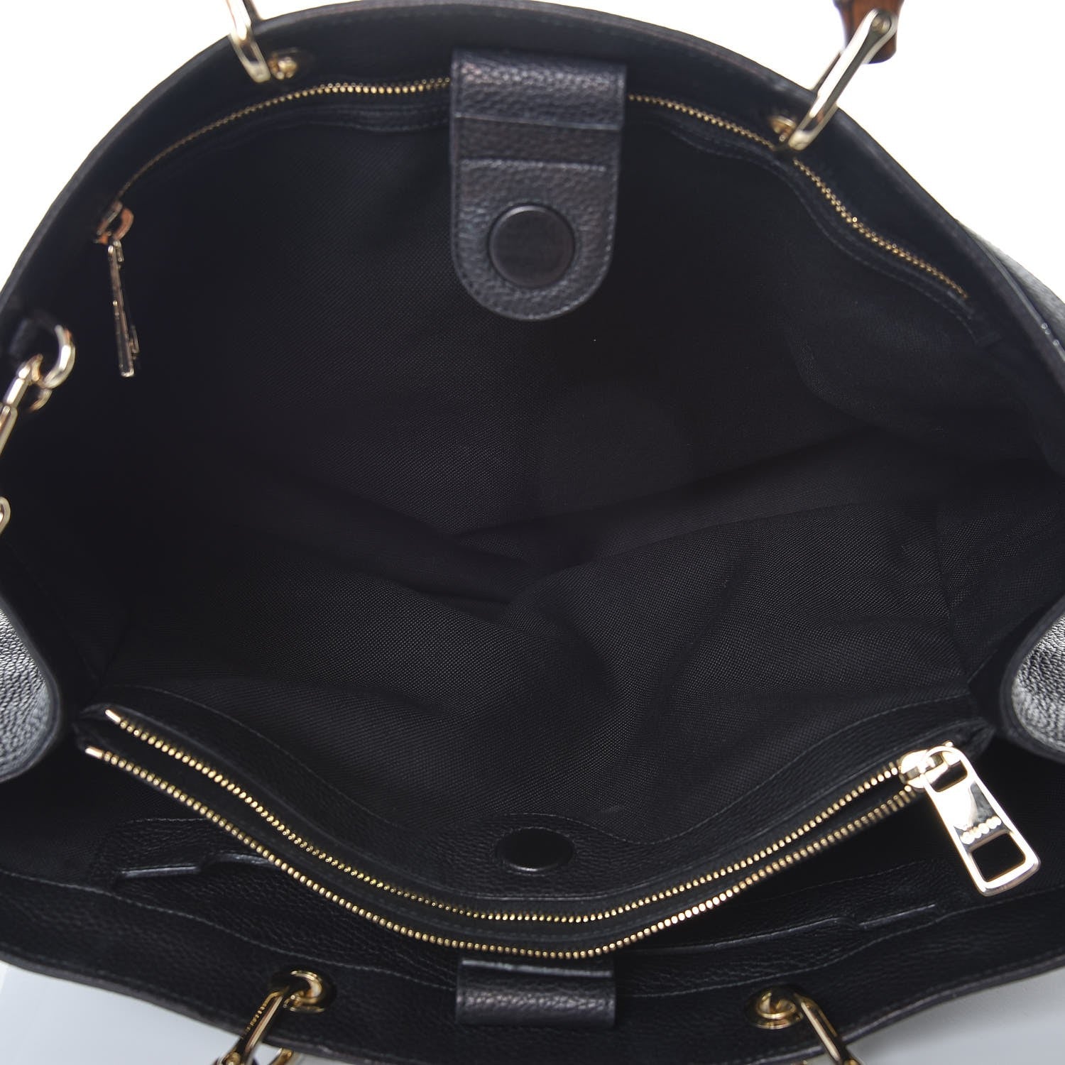 Gucci Calfskin Large Bamboo Shopper Tote Black 5 of 9