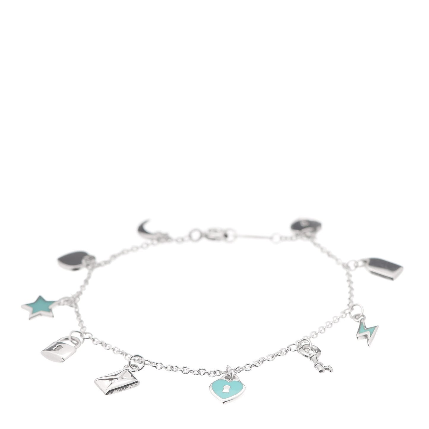 Sterling Silver Enamel Love Notes Charm Bracelet Blue