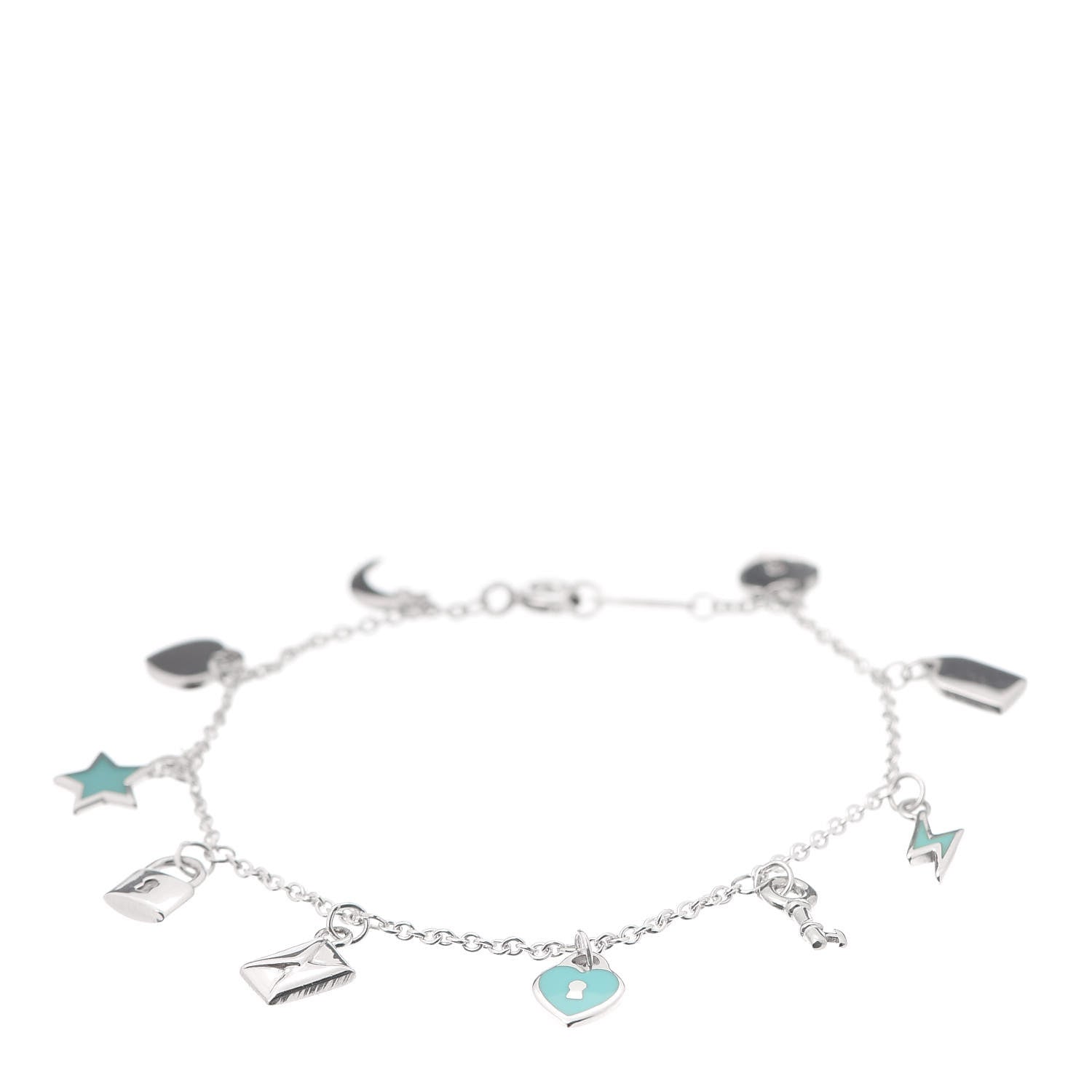Tiffany Sterling Silver Enamel Love Notes Charm Bracelet Blue 1 of 6