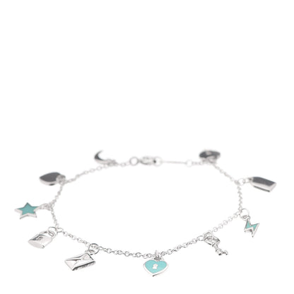 Tiffany Sterling Silver Enamel Love Notes Charm Bracelet Blue 1 of 6
