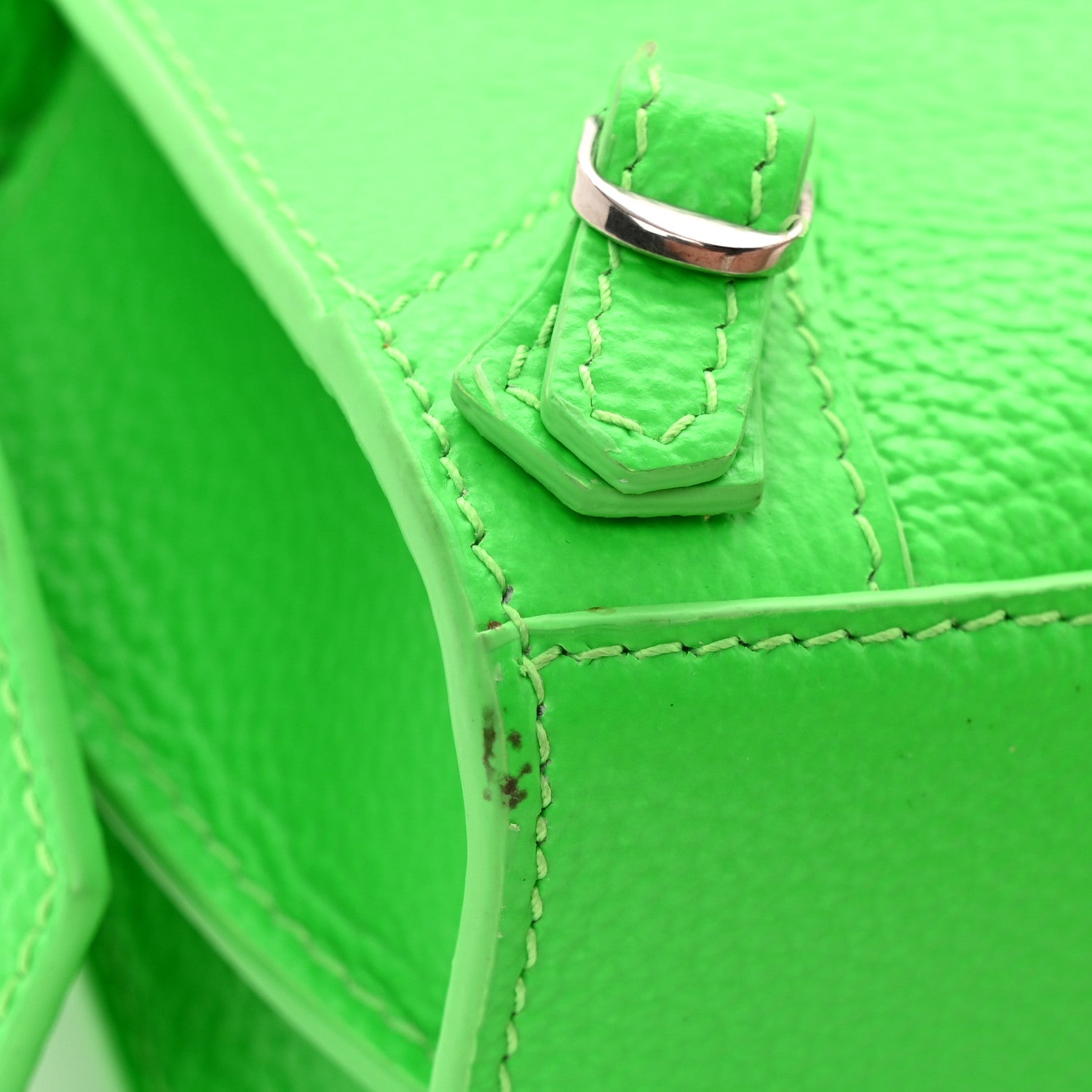 Balenciaga Grained Calfskin Neo Classic Silver Hardware Nano City Crossbody Fluo Green 11 of 11