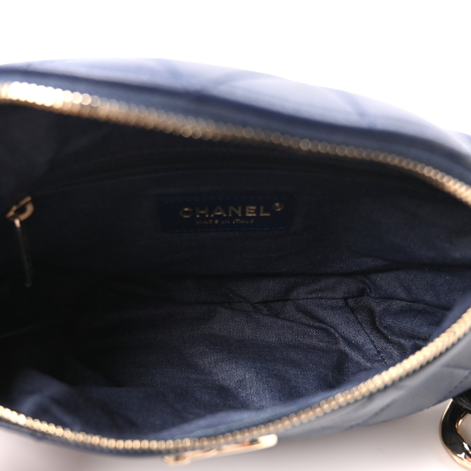 Chanel Lambskin Quilted Resin Bi-Color Waist Bag Fanny Pack Navy