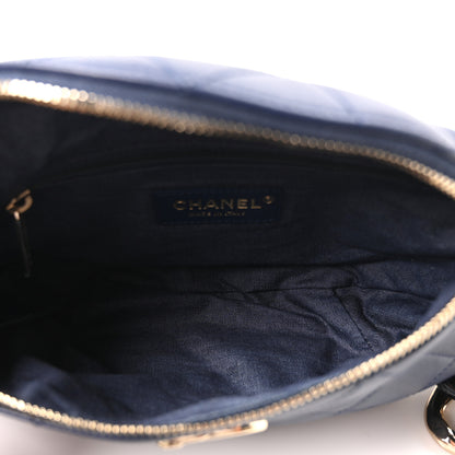 Chanel Lambskin  Quilted Resin Bi-Color Waist Bag Fanny Pack Navy Blue 4 of 9