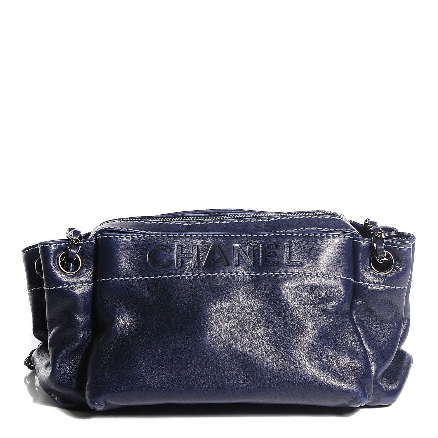 Chanel Lambskin Lax Accordion Hobo Dark Blue 1 of 7