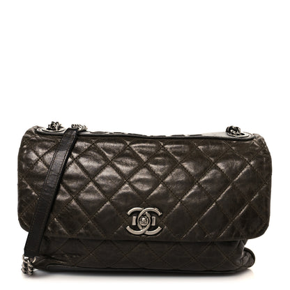 Chanel Aged Calfskin Quilted Accordion CC Flap Dark Brown 1 of 11