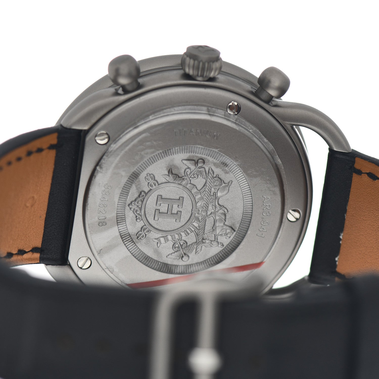 Hermes Titanium Barenia 41mm Chronograph Arceau Automatic Watch Noir 4 of 5