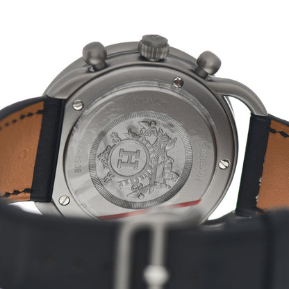 Hermes Titanium Barenia 41mm Chronograph Arceau Automatic Watch Noir 4 of 5