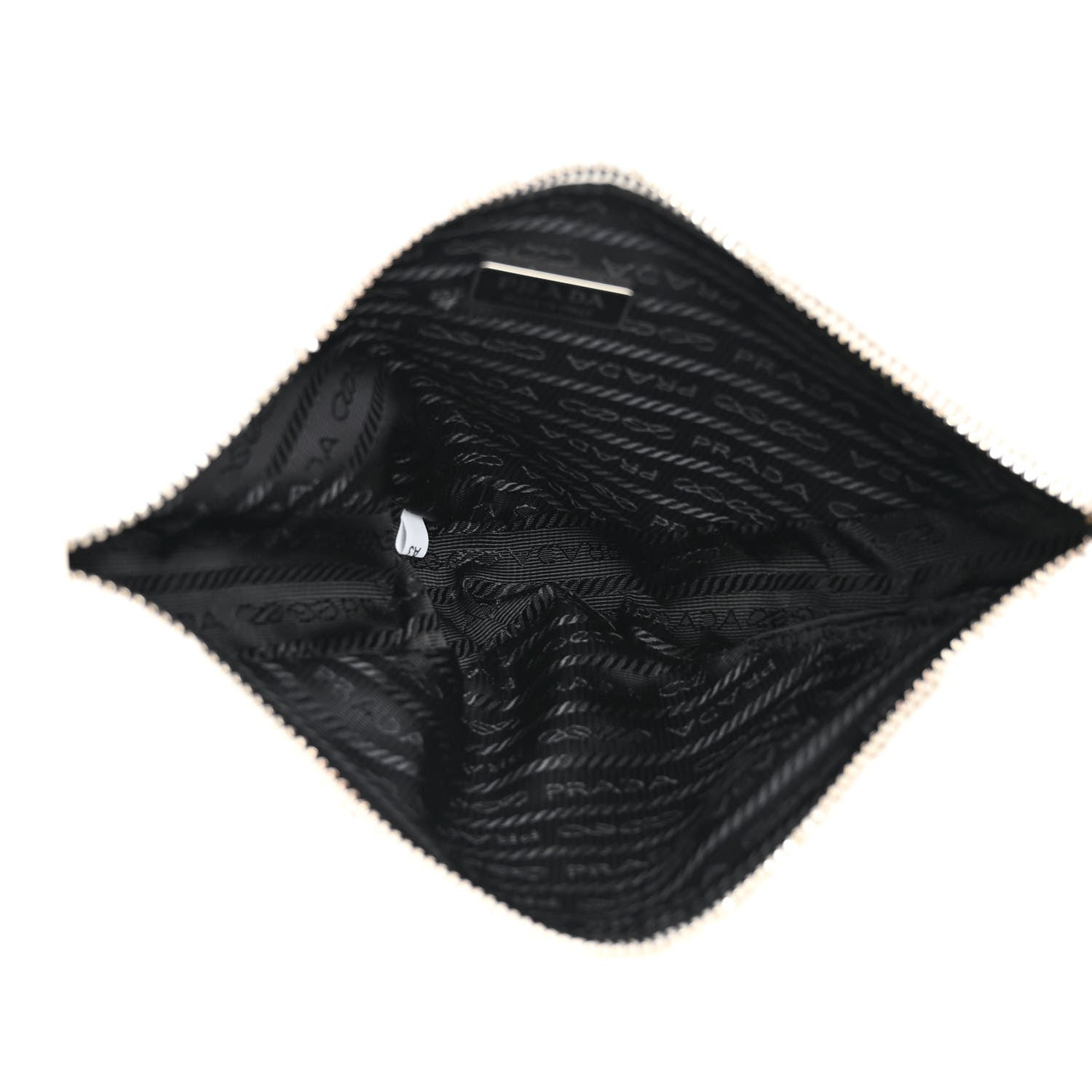 Prada Terry Cloth Triangle Pouch White Black 5 of 11