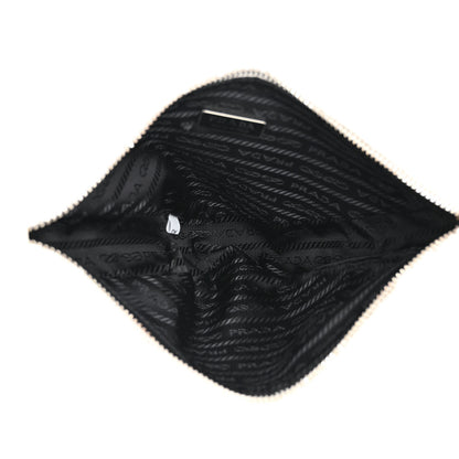 Prada Terry Cloth Triangle Pouch White Black 5 of 11