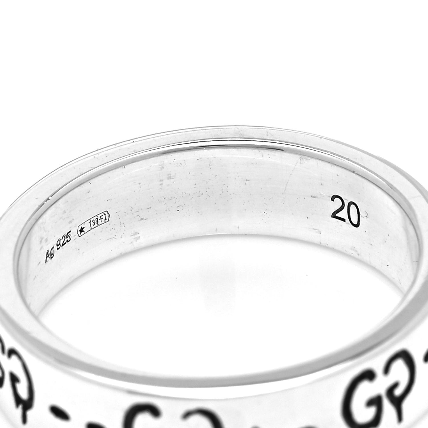 Gucci Sterling Silver Narrow GucciGhost Hamlet Skull Ring 60 9 4 of 6