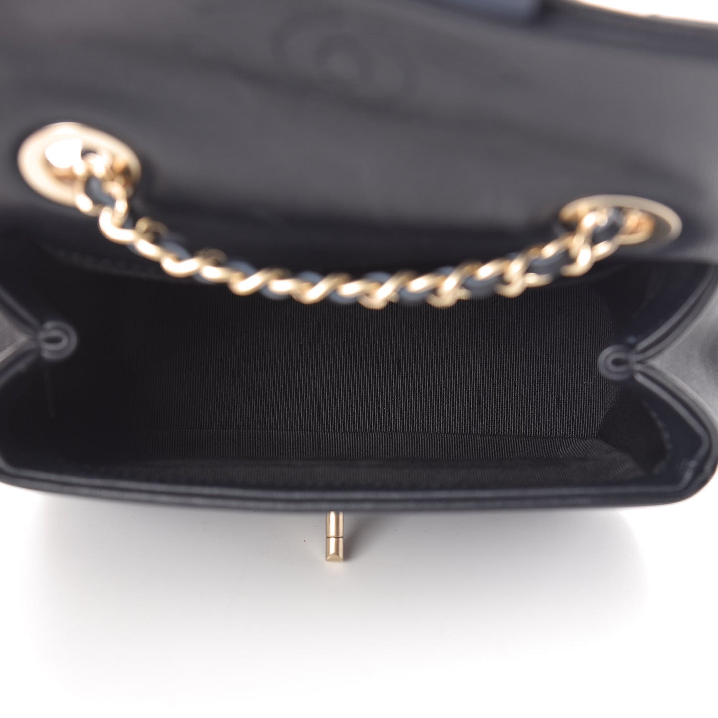 Lambskin Quilted Graphic Mini Flap Bag Navy Black