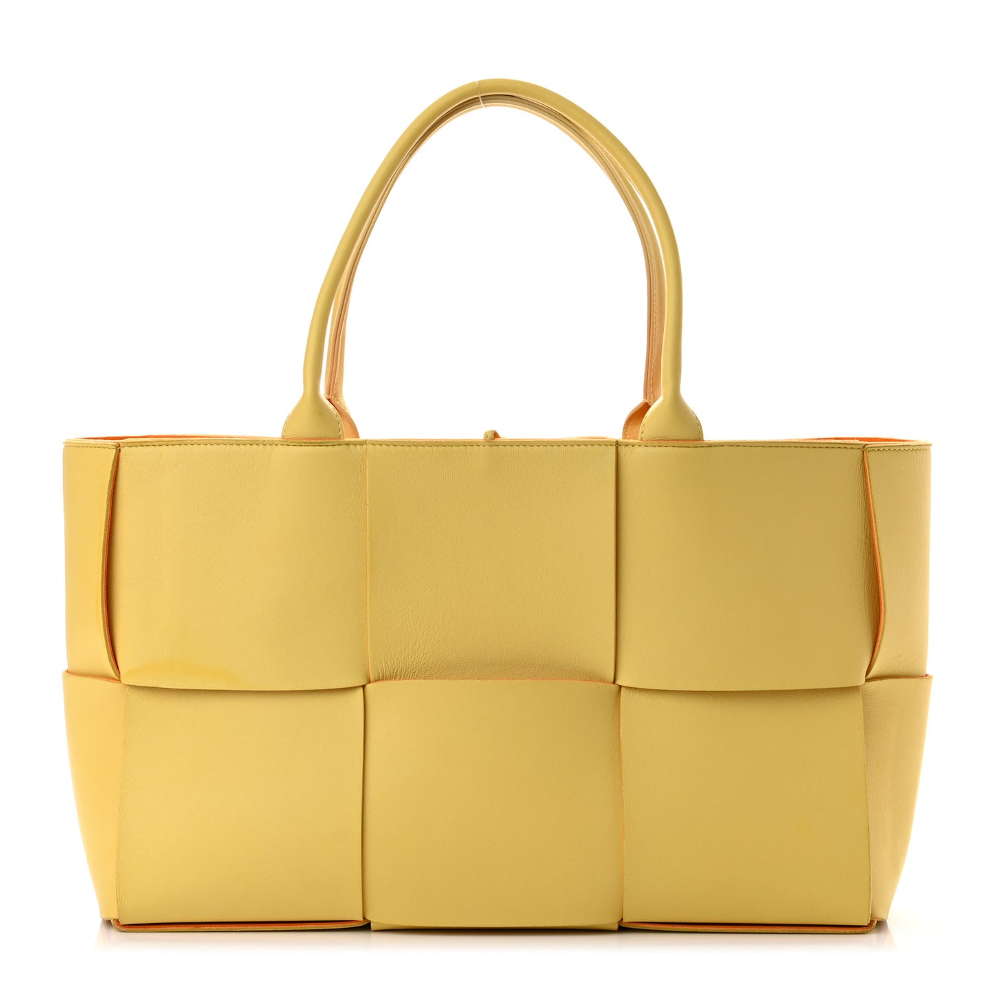 Nappa Intrecciato Medium Arco Tote Butter Tangerine