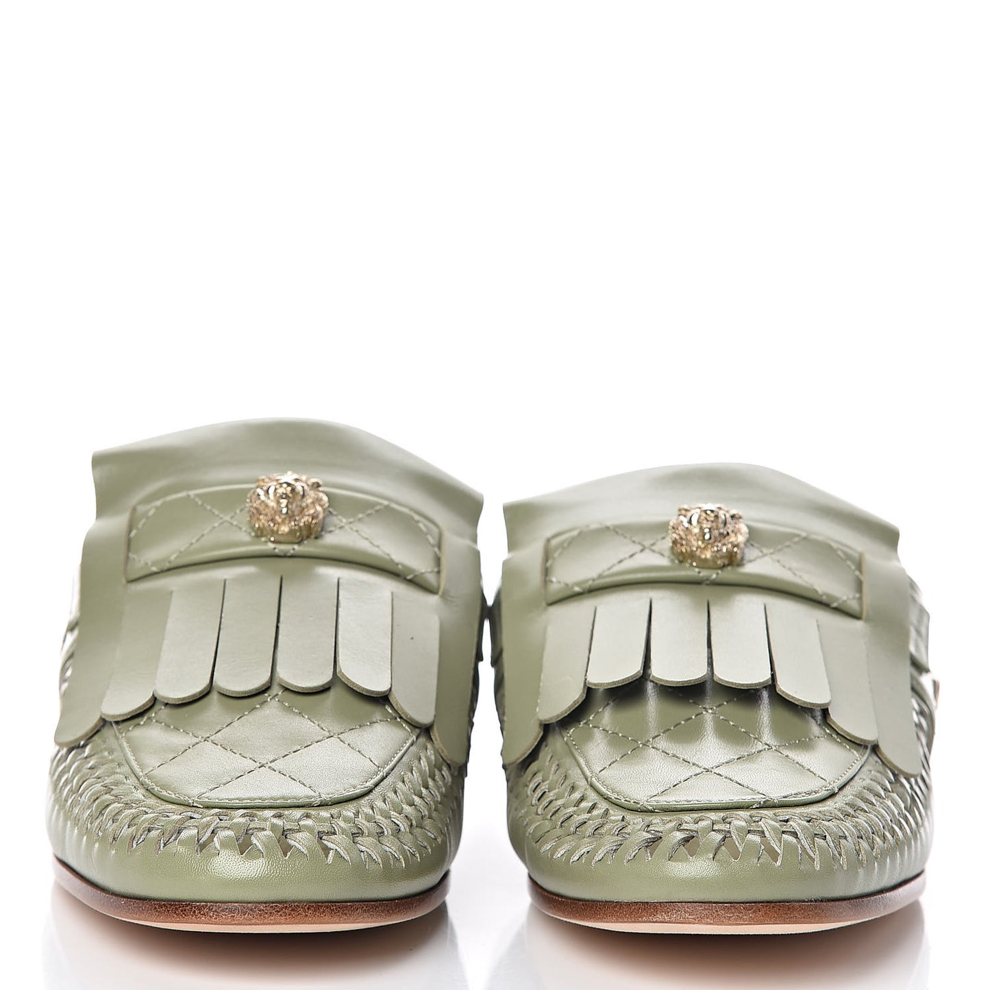 Lambskin Kangaroo Mules 39.5 Light Green