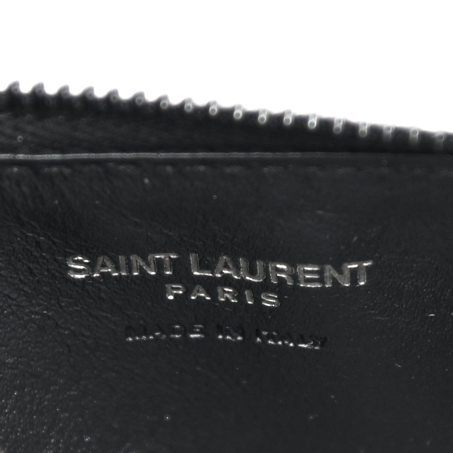 Saint Laurent Grain De Poudre Matelasse Chevron Monogram Fragments Zippered Card Case Black 7 of 13