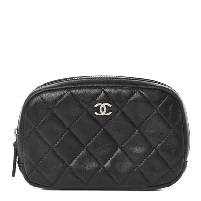 Chanel Lambskin Quilted Small Curvy Pouch Cosmetic Case Black 1 of 8