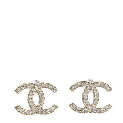 Chanel Crystal CC Earrings Light Gold 1 of 5